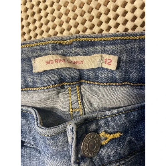 Levi's Mid Rise Skinny Lightweight Stretch Denim Jeans 12 - Picture 4 of 5